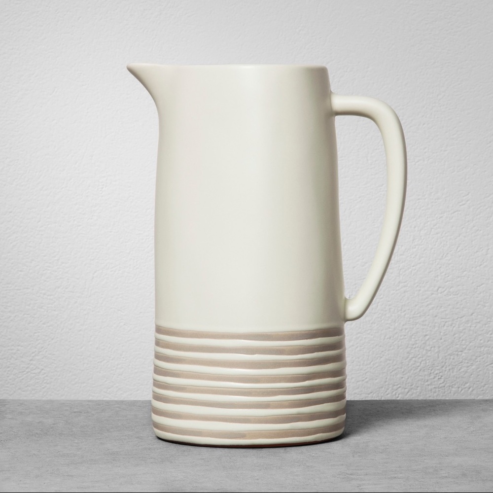 Hearth & Hand Magnolia pitcher cream with gray stripes